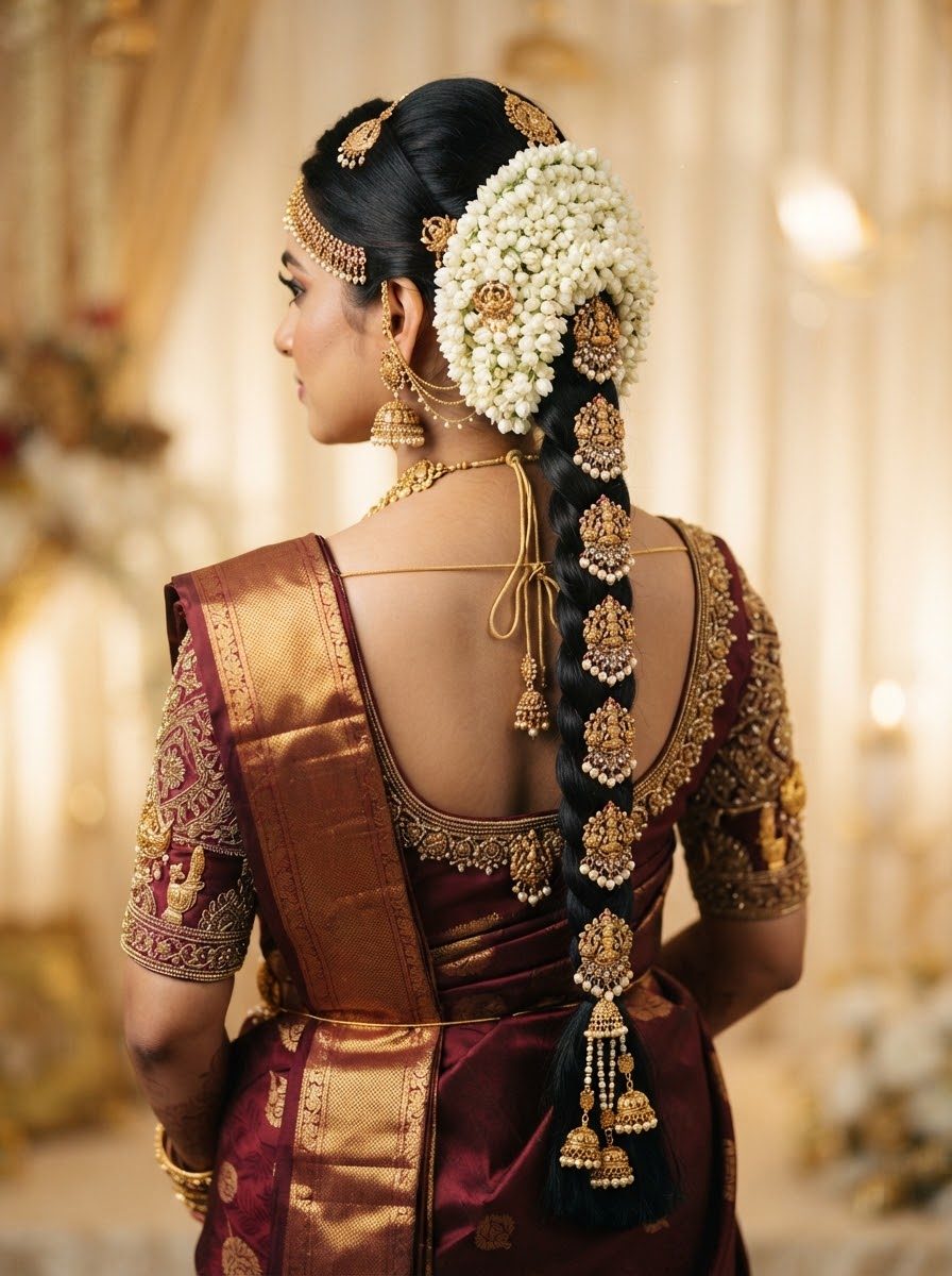 Traditional Jasmine Jadai - South Indian Bridal Hairstyle