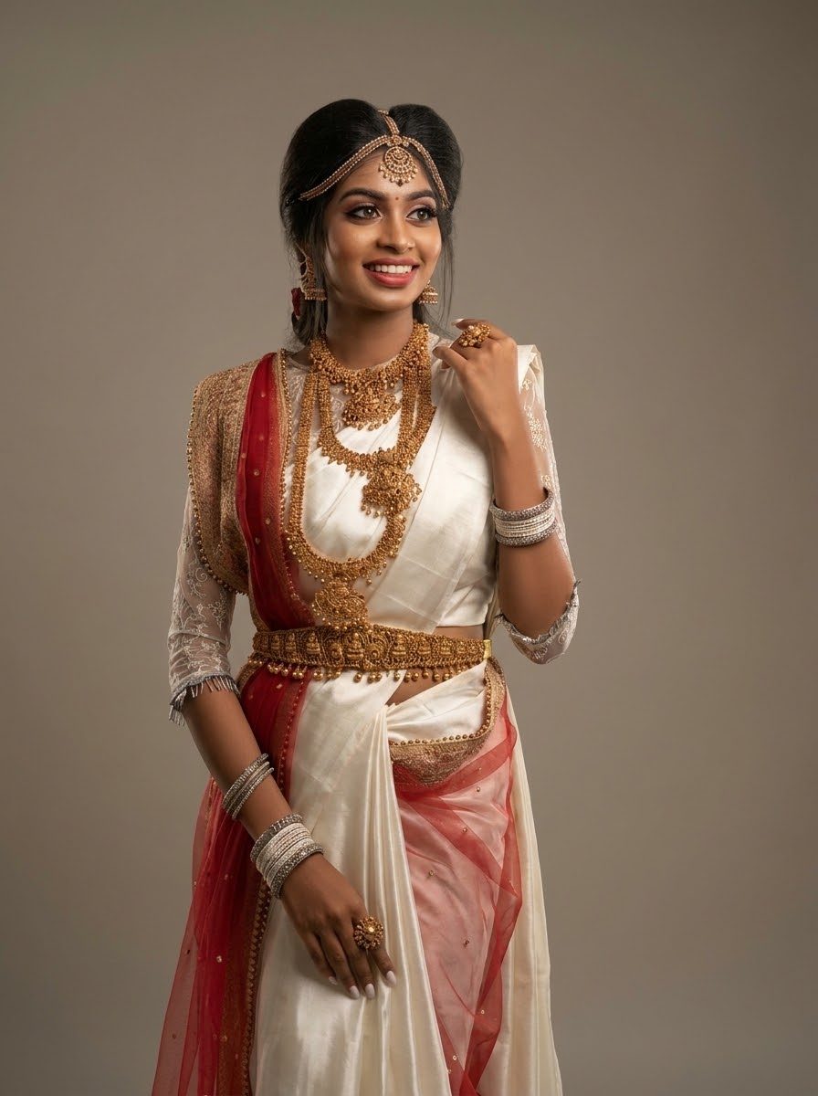 Editorial high-fashion photoshoot studio portrait